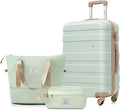 24 Inch Checked Suitcase with TSA Lock Travel Duffel Bag Wet-Dry Toiletry Bag, Green