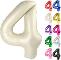 Cream Number 4 Balloon 40 Inch, 4 Balloon Number, 4th Birthday Decorations, Cream Party Supplies for Boys Girls