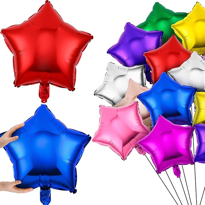 Raiten 100 Pcs 18 Inch Star Foil Balloons Large Helium Balloons Star Shaped Balloon for Birthday Wedding Anniversary Engagement Party Decorations Supplies