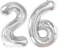 40 Inch Silver Number 26 Digital Balloon,Jumbo Mylar Foil Helium Balloon for 26 Balloons for Birthday Party,Wedding Anniversary Party Decorations