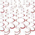 Red Ceiling Swirl Foil Decorations Hanging Plastic Streamer Themed Swirl Party for Valentine’s Day Day Carnival Celebration, Pack of 28