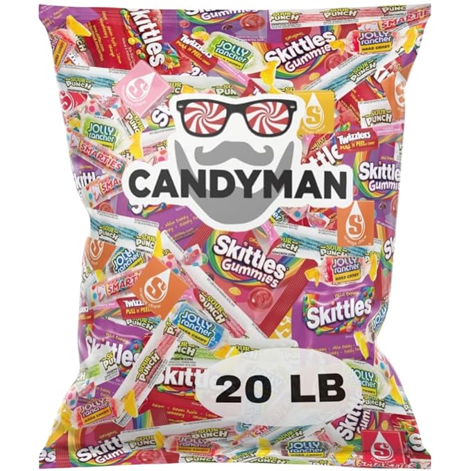 CANDYMAN Assorted Candy Variety Pack 20lbs, Easter Candy Bulk Individually Wrapped, Party Favors Goodie Bags, Pinata Stuffers, Birthday Parties