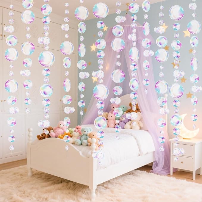 Transparent Bubble Garlands - Colored Bubble Decorations Mermaid Birthday Decorations Hanging Streamer Under The Sea Ocean Garland for Birthday Baptism Wedding Room Wall Decor Party Supplies