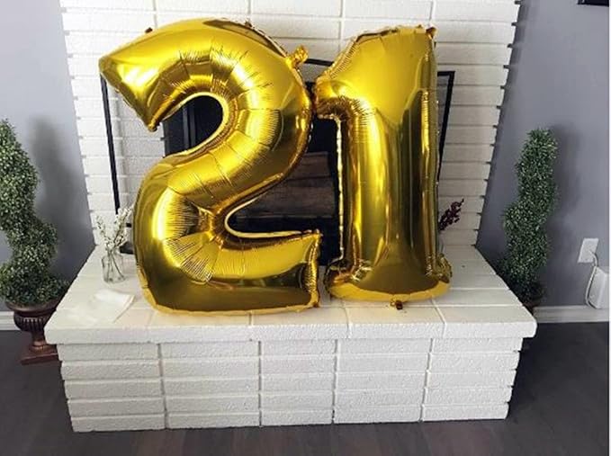 Glanzzeit 16 Inch Gold Balloons Decor Letters A to Z Numbers 0 to 9 for Wedding Prom Birthday Party (Number 2)
