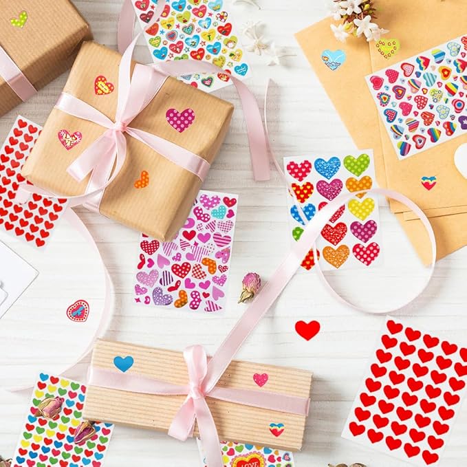Heart Stickers, 6100 Pcs Small Self Adhesive Heart Sticker, 100 Sheets Gilter Love Sticker Bulk for Card Envelopes Gifts Craft Scrapbooking Wedding Mother's Day Valentines Day Party Decorations Favors