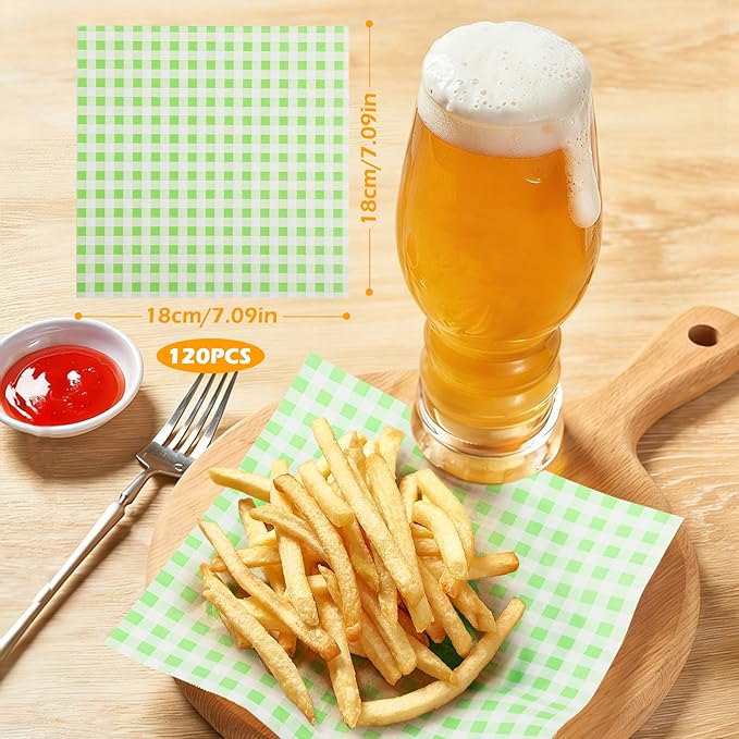 Simpeak St. Patrick's Day Deli Paper 120 Sheets, 7x7" Premium Wax Paper Sheets for Food, Grease Proof & Non-Stick Square Sheet for Food Sandwich Candy Fries Wrapping (St Patricks Day Green)
