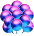 KatchOn, Purple Galaxy Balloons - 22 Inch, Pack of 12 | Round 4D Metallic Balloon for Galaxy Birthday Party Decorations | Iridescent Balloon | Purple and Blue Balloons for Mermaid Party Decorations