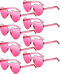 Frienda 8 Pairs Heart Shaped Sunglasses for Women Rimless Heart Glasses Candy Color Sunglasses for Party Favor