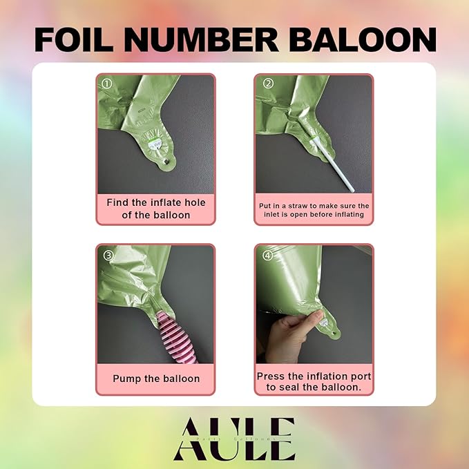 AULE 40 Inch Large 5 Balloon Numbers Sage Green, Big Foil Number Balloons, Giant Helium Happy Birthday Party Decorations for Man and Women, Huge Mylar Anniversary Party Supplies