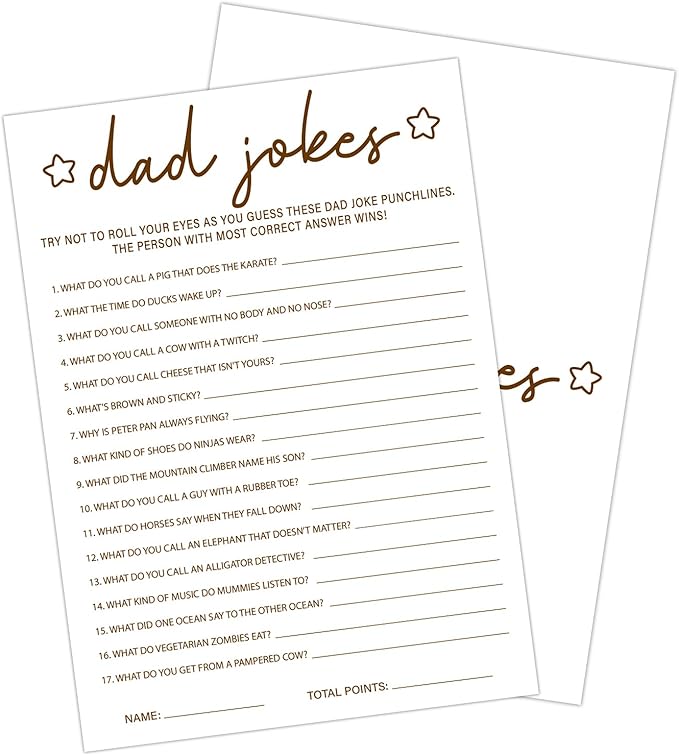30 PCS Cute Bear Dad Jokes Baby Shower Game with 1 Answer Card for Boy Girl, Trivia Game Activity Gender Neutral Party Games Supplies & Decor-C06