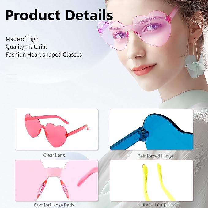 Heart Sunglasses Heart Shaped Glasses Bulk Valentines Halloween Bachelorette Party Decorations Glasses Women Men