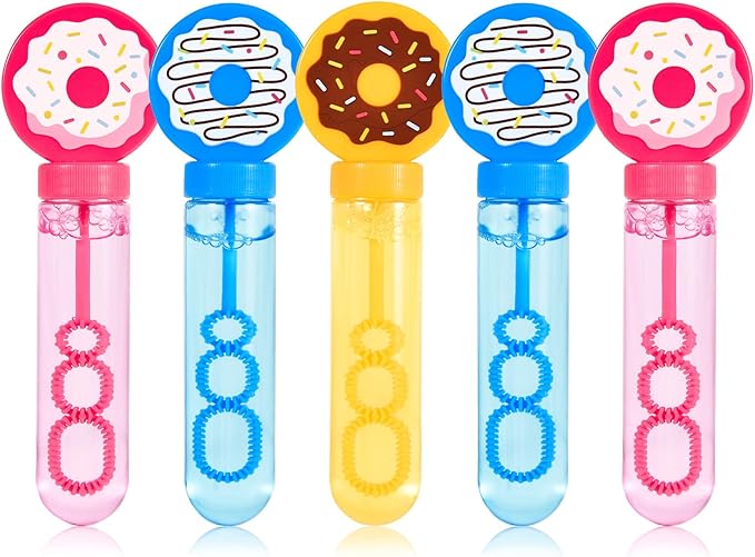 Winrayk Donut Bubble Wands for Kids Party Favors, 24 Large Bubbles Bulk, Carnival Prizes Easter Goody Bag Stuffers Pinata Filler Birthday Gift, Girls Boys Summer Beach Outdoor Toys Donut Party Favors