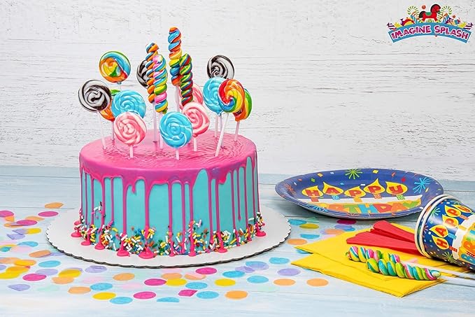 Rainbow Twisty Pops, 40 Pack | Individually Wrapped Swirl Lollipops | Bulk Candy for Birthday Party Favors, Candy Buffets, Pinata Filler & Carnival Prizes