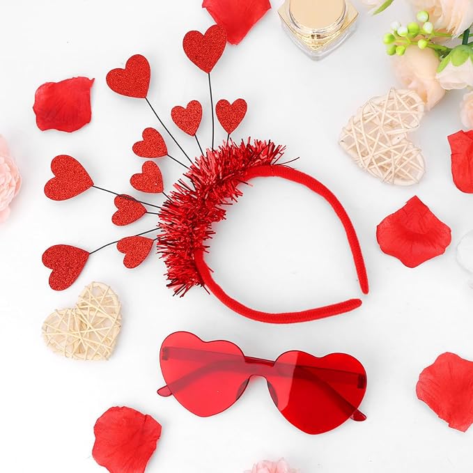 Semato valentines Day Headbands with Red Heart Sunglasses for Valentines Day Accessories Galentines Party Favors Halloween Costume