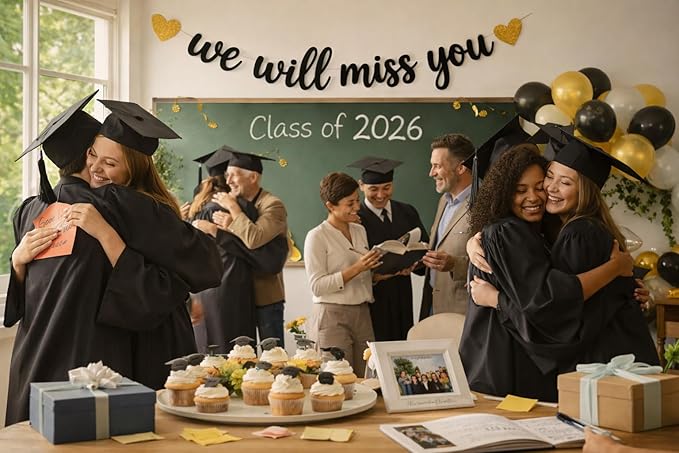 We Will Miss You Banner for Retirement Party Decorations – Going Away Party Decor for Coworker, College Send Off, Goodbye Banner, Farewell Sign, Office Leaving Decorations