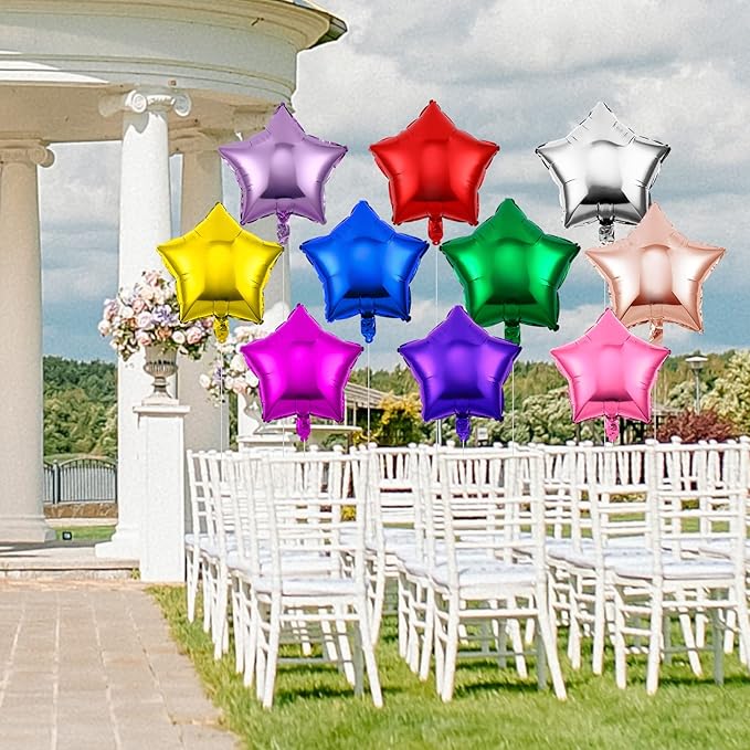 Raiten 100 Pcs 18 Inch Star Foil Balloons Large Helium Balloons Star Shaped Balloon for Birthday Wedding Anniversary Engagement Party Decorations Supplies