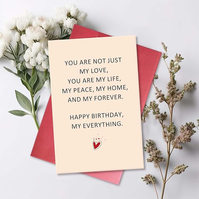 Romantic Birthday Card for Husband Wife, Happy Birthday Card for Boyfriend Girlfriend, Sweet Bday Gift for Woman Man