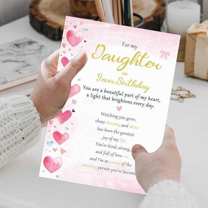 Daughter Birthday Card, Sweet Birthday Cards for Daughter, Adult Gifts from Mom Dad