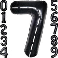 Race Car 40Inch Black 7 Balloon Number Large Helium Race Track 0-9 Giant Digital 7th Foil Mylar Big Party Number Balloons for Boy Birthday Car Theme Party Anniversary Graduation Decorations