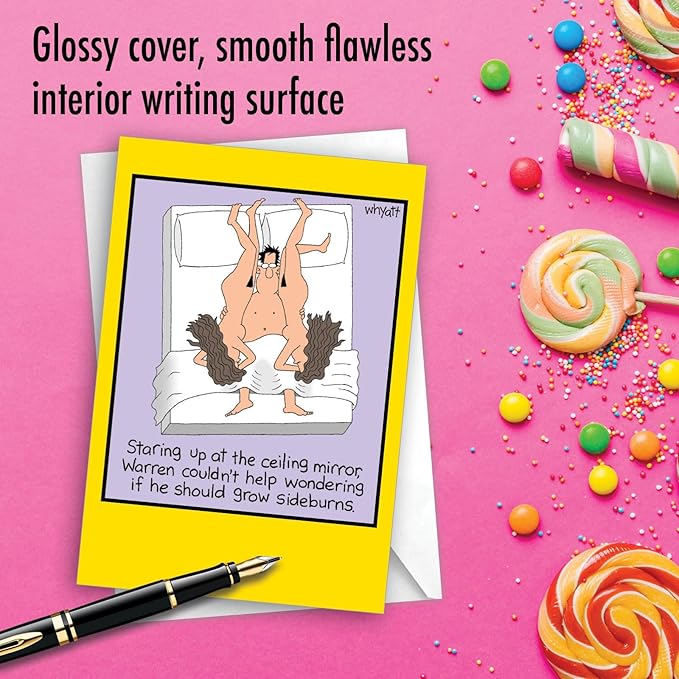 NobleWorks - 1 Funny Cartoon Card for Birthdays - Happy Bday Celebration for Grown-Ups, Humor Stationery Greeting - Grow Sideburns 8367