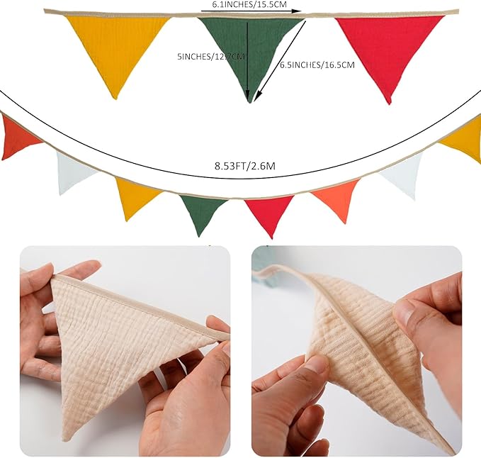 Pennant Banner Bunting Flags, Garland Triangle Banners Fabric for Merry Xmas Party Birthday Wedding New Year Party Supplies Classroom Nursery Playroom Decor (Red and Green)
