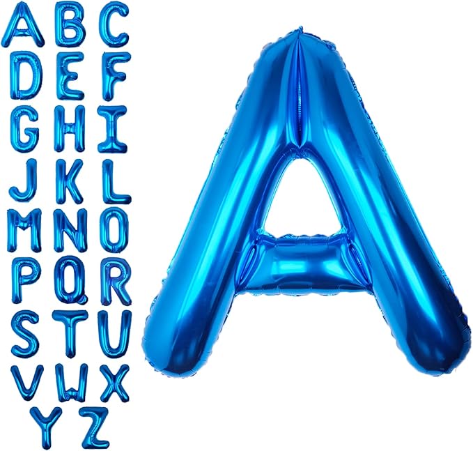 40Inch Blue Letter A Balloon Foil Helium Letter Balloons A-Z Giant Large Mylar Big Party Balloon for Birthday Party Decorations