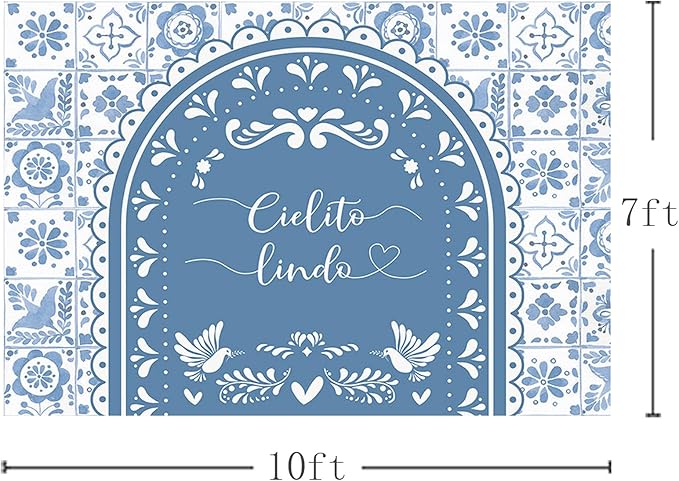 MEHOFOND 10x7ft Cielito Lindo Baby Shower Backdrop Blue Arch Cielito Lindo Baby Shower Party Decorations Banner Mexican Wedding Birthday Fiesta Party Decor Photography Background Supplies