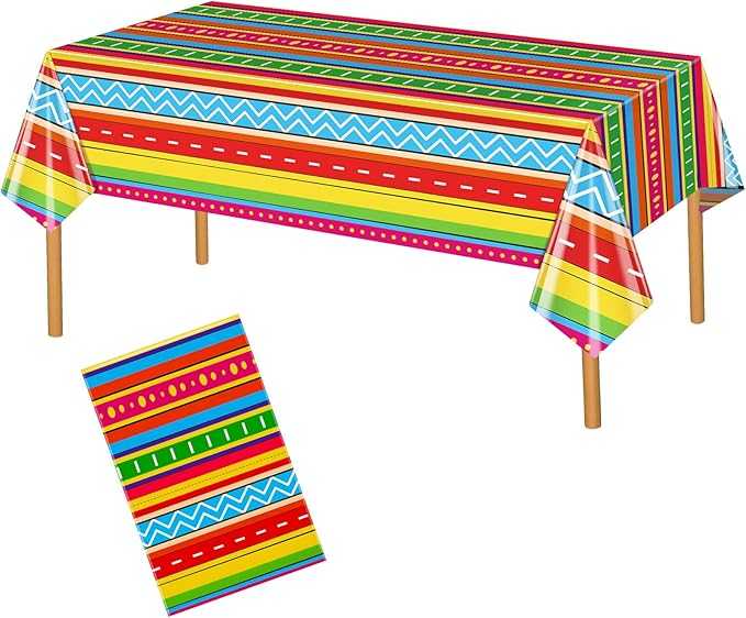 Hxezoc Cinco De Mayo Printed Tablecloths, 54 x 108 Inch Disposable Plastic Table Cover for Mexican Holiday Decorations Outdoor Indoor Party Supplies