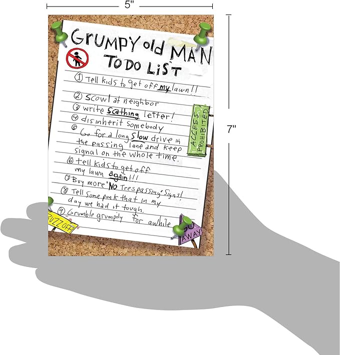 NobleWorks Funny Birthday Greeting Card with 5 x 7 Inch Envelope (1 Card) Bday Grumpy Old Man List 9729Z