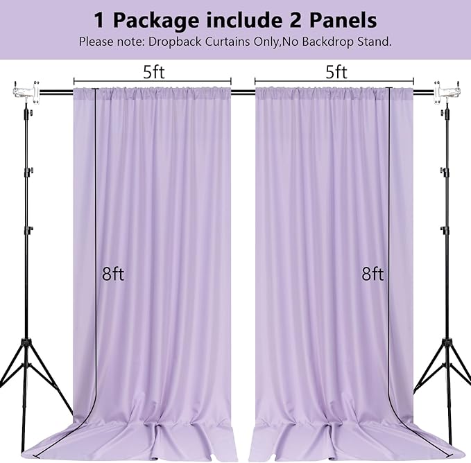 MEETSKY 10ft x 8ft Purple Backdrop Valentine's Day Birthday Backdrop Curtains Wedding Photo Background Rod Pocket Backdrops Drapes Party Decoration Girls Baby Shower Photoshoot,5ft x 8ft,2 Panels