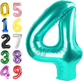 4 Birthday Balloons, 40 Inch 4 Balloons for Birthday Party Decoration, Blue-Green Number 4 Ballon for 4, 14, 24, 40 Celebration, Birthdays, Christmas, Anniversary Decor