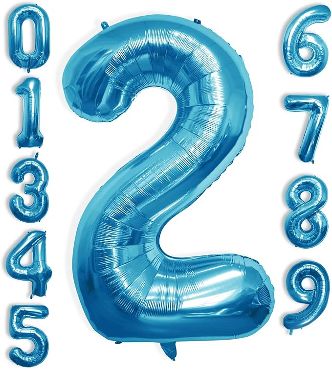 40 Inch Large Blue Number Celebration and Decoration Balloon for Birthday Parties, Graduations, Anniversaries, Weddings, Photo Shoots, Special Events - Helium Foil Mylar (Blue Number 2)