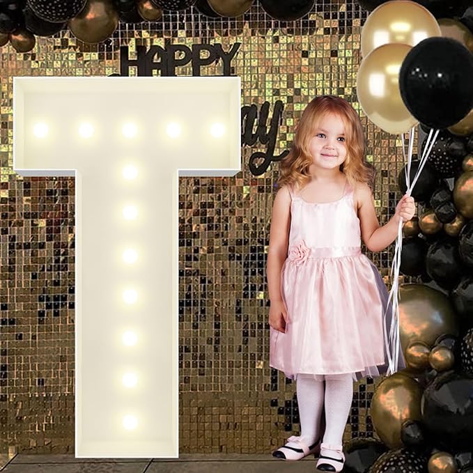 4FT Marquee Light Up Letters T, Big Marquee Letter for Baby Shower Birthday Engagement Wedding Marry Me Party Decor
