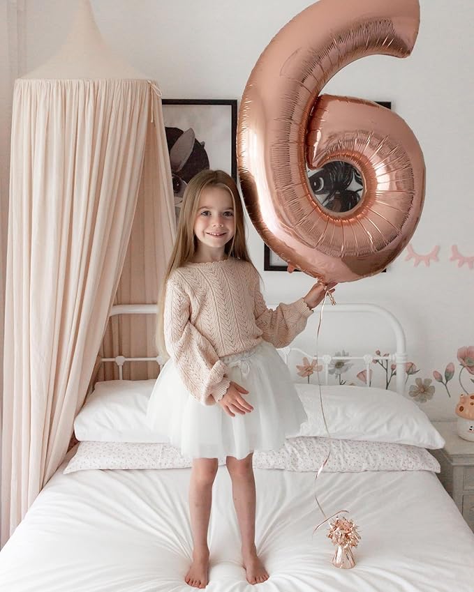 Rose Gold Number 16 Balloon 40 inch, 16 Number Balloons, 16th Birthday Decorations for Girls Boys, 16 Year Old Rose Gold Party Supplies