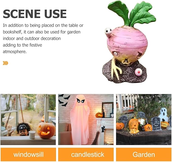 Halloween Vegetable Zombie Statue,Realistic Carrot Potato Zombie Garden Sculpture,Halloween Garden Decor,Outdoor Decorations for Patio Yard Walking Dead Zombie Gnome Graveyard Décor (Radish（A）)
