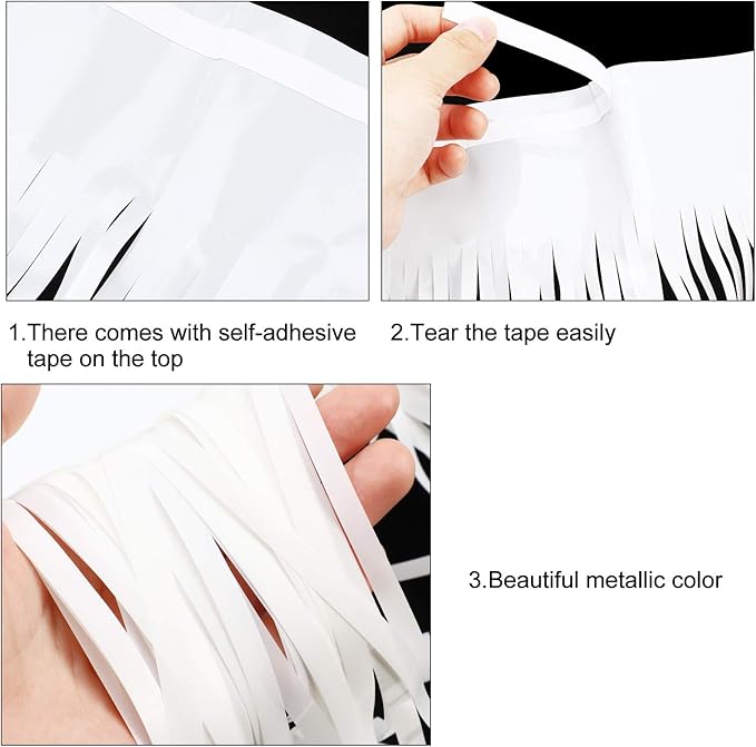 WILLBOND 4 Packs 40 Feet Fringe Garland Foil Fringe Garland Metallic Tinsel Foil St. Patrick's Day Hanging Banner for Wedding Birthday Parties Holiday Decorations Graduation