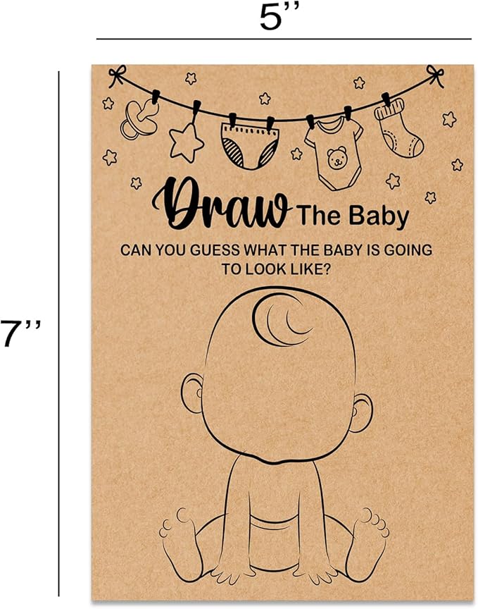 Kraft Baby Shower Game - Draw The Baby Cards, 30 Game Cards Included