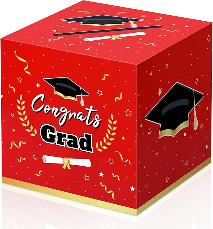 Graduation Decorations 2026 Red Graduation Card Box Graduation Party Decorations,Graduation Box,Congrats Grad Gifts Box for 2026 Graduation Party Supplies Favors