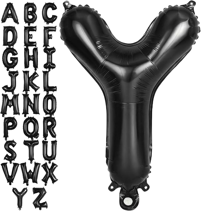 Black Letter Y Balloons, 40 Inch Large Foil Letter Balloons, Custom Phrase Balloon for Birthday Party Wedding Anniversary Decoration (Black Y)