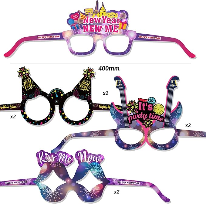 HOWAF 18 Pack Happy New Year Glasses Colorful 2026 Glasses New Years Eve Party Supplies Photo Props for Happy New Year Decorations NYE Party Favors Accessories
