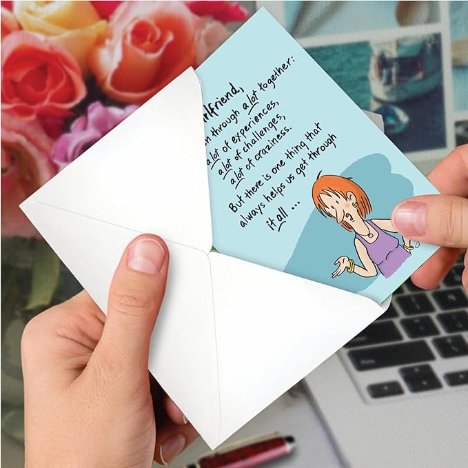NobleWorks - 1 Funny Women's Birthday Card with Envelope - Cartoon Humor, Stationery Bday Celebration Card for Wife, Women - A Lot Together C3339BDG