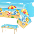 Tevxj 3 Pieces Summer Beach Tablecloths for Hawaiian Decorations Plastic Disposable Pool Surfboard Party Table Covers for Rectangle Tables Birthday Baby Shower Party Supplies Favors, 54 x 108 Inches