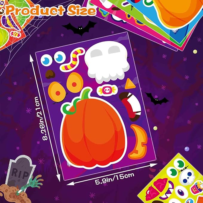 Halloween Stickers for Pumpkins 27 Sheets Make a Face Stickers Halloween Pumpkin Decorating Sticker Fall Autumn Pumpkins, Make Your Own Halloween Sticker for Halloween Party Crafts Games