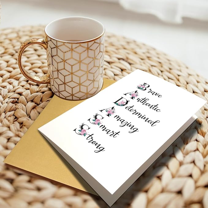 Chenive Funny Badass Encouragement Card for Women, Floral Affirmation Card, Cancer Support Card, New Job Card, Promotion Card, Graduation Card, Inspirational Gift for Friend Bestie Sister