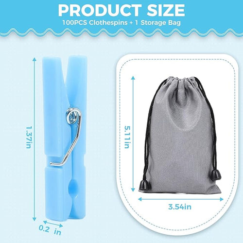 100PCS Baby Shower Clothespins Games Boy Plastic Clothes Pin with Storage Bag Mini Blue Pin Bulk 1.4 inch for Party Decorations, DIY Crafts