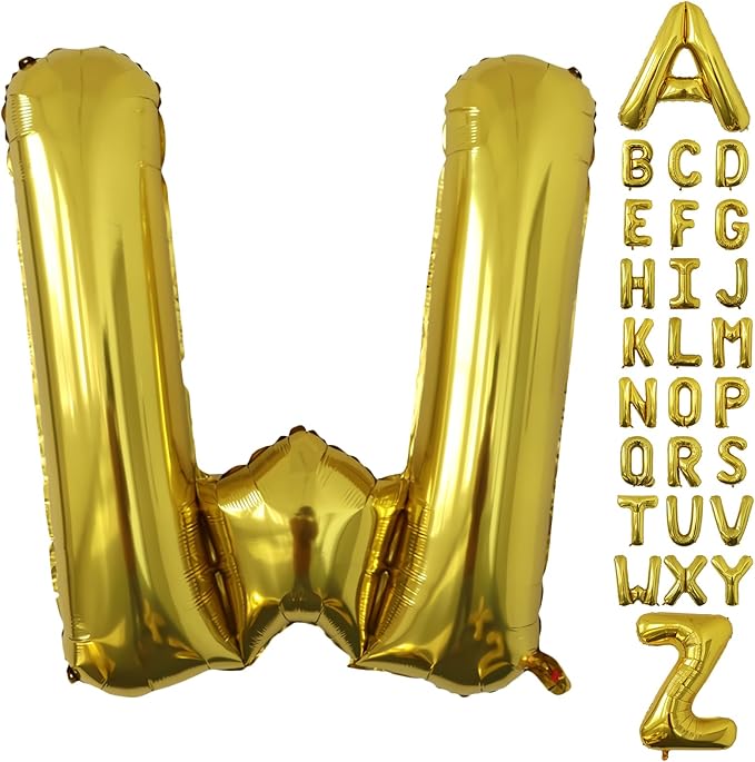 Letter Balloons Gold Party Balloon - 40 Inch Large Gold Letter W Balloon, Letter Balloon Birthday Decorations, Balloon for Women Men Anniversary Party Decorations Supplies