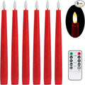 Red Real Wax LED Flameless Taper Candles with Remote and Timer, 9.65 Inch Flameless Candlesticks, Dripless Battery Operated Candles with 3D Flickering Flame - Set of 6