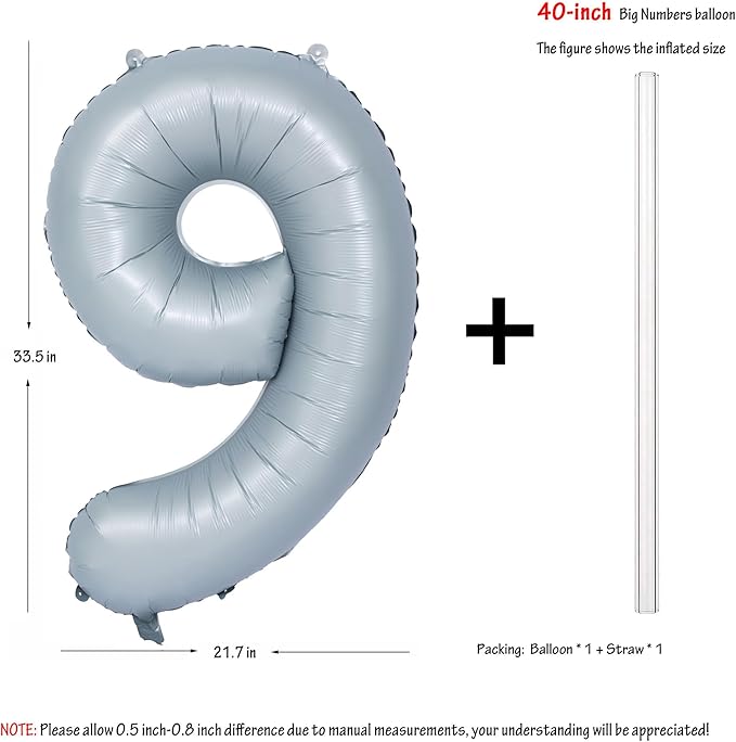 40 In Matte gray Number Balloons Helium Foil Mylar Balloon Birthday Party banquet Decoration 9