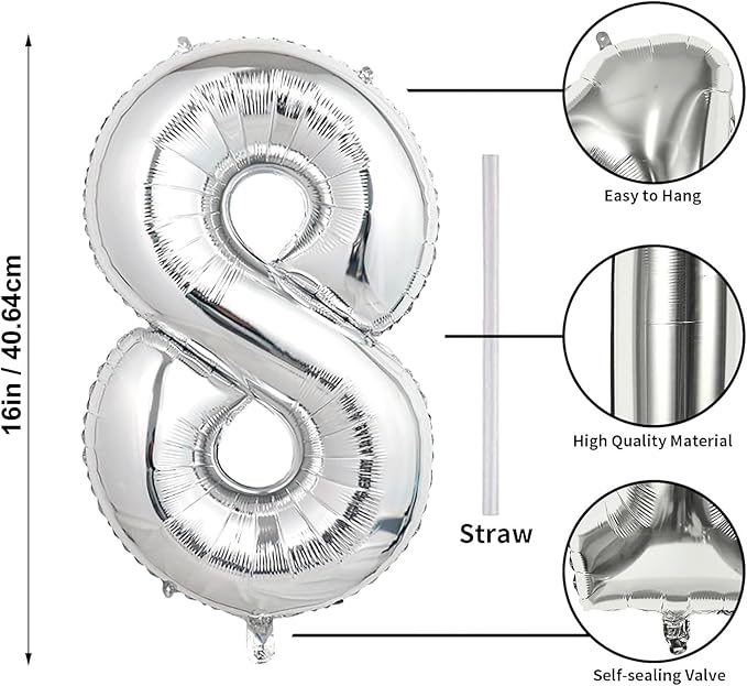 Silver aluminum balloon 16inch (SILVER 8)