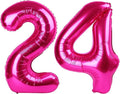 40 Inch Hot Pink Large Number 24 42 Birthday Balloon, Giant Numbers 24 42 Balloons, Foil Mylar Big Balloons for Anniversary Graduation Supplies Decorations